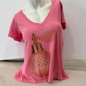 Wildfox Pink Perfume Graphic V-Neck Tee